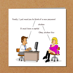 Funny Birthday card  for Wife Husband Mum Dad Father Friends - Computer Password Technology - Funny, humorous and fun
