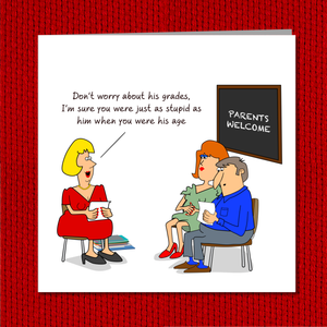 Funny Birthday Card / Teacher Thank You Card - children school parents - humorous amusing cartoon