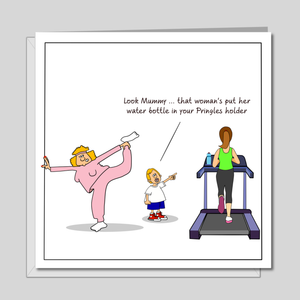 Funny Birthday Card - Gym Pilates Yoga Fitness - Mum Mom Girlfriend Female or Girl Friend - Mothers Day card. Funny, humorous and amusing