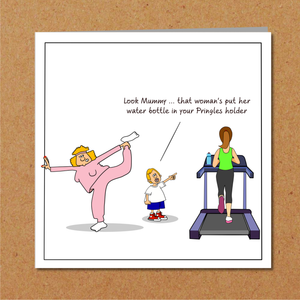 Funny Birthday Card - Gym Pilates Yoga Fitness - Mum Mom Girlfriend Female or Girl Friend - Mothers Day card. Funny, humorous and amusing