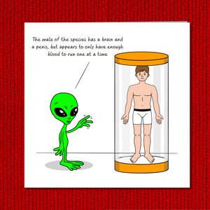 Funny Birthday Card for husband, boyfriend, male friend, men, uncle - humorous amusing - brains alien rude naughty adult 18 21 30 40