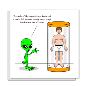 Funny Birthday Card for husband, boyfriend, male friend, men, uncle - humorous amusing - brains alien rude naughty adult 18 21 30 40