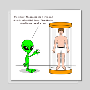 Funny Birthday Card for husband, boyfriend, male friend, men, uncle - humorous amusing - brains alien rude naughty adult 18 21 30 40