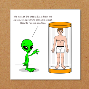Funny Birthday Card for husband, boyfriend, male friend, men, uncle - humorous amusing - brains alien rude naughty adult 18 21 30 40