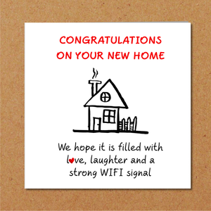 NEW HOME Congratulations Card - Buy House housewarming - friends family son daughter first