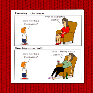 Funny Mother's Day Card / Birthday Card from Son / Husband -  Parenting Dream v Reality - Amusing Humorous - Mum's Life with Kids / Children