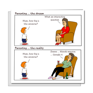 Funny Mother's Day Card / Birthday Card from Son / Husband -  Parenting Dream v Reality - Amusing Humorous - Mum's Life with Kids / Children