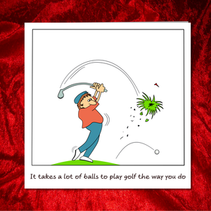 Funny Golf Father's Day / Birthday Card - Dad Playing Golf Badly - Humorous amusing cartoon - for best dad - humour