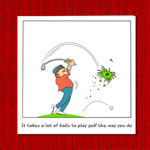 Funny Golf Father's Day / Birthday Card - Dad Playing Golf Badly - Humorous amusing cartoon - for best dad - humour