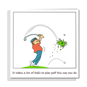 Funny Golf Father's Day / Birthday Card - Dad Playing Golf Badly - Humorous amusing cartoon - for best dad - humour