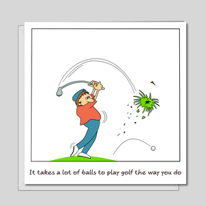 Funny Golf Father's Day / Birthday Card - Dad Playing Golf Badly - Humorous amusing cartoon - for best dad - humour