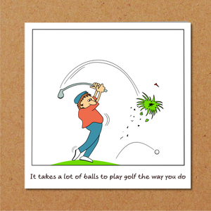 Funny Golf Father's Day / Birthday Card - Dad Playing Golf Badly - Humorous amusing cartoon - for best dad - humour