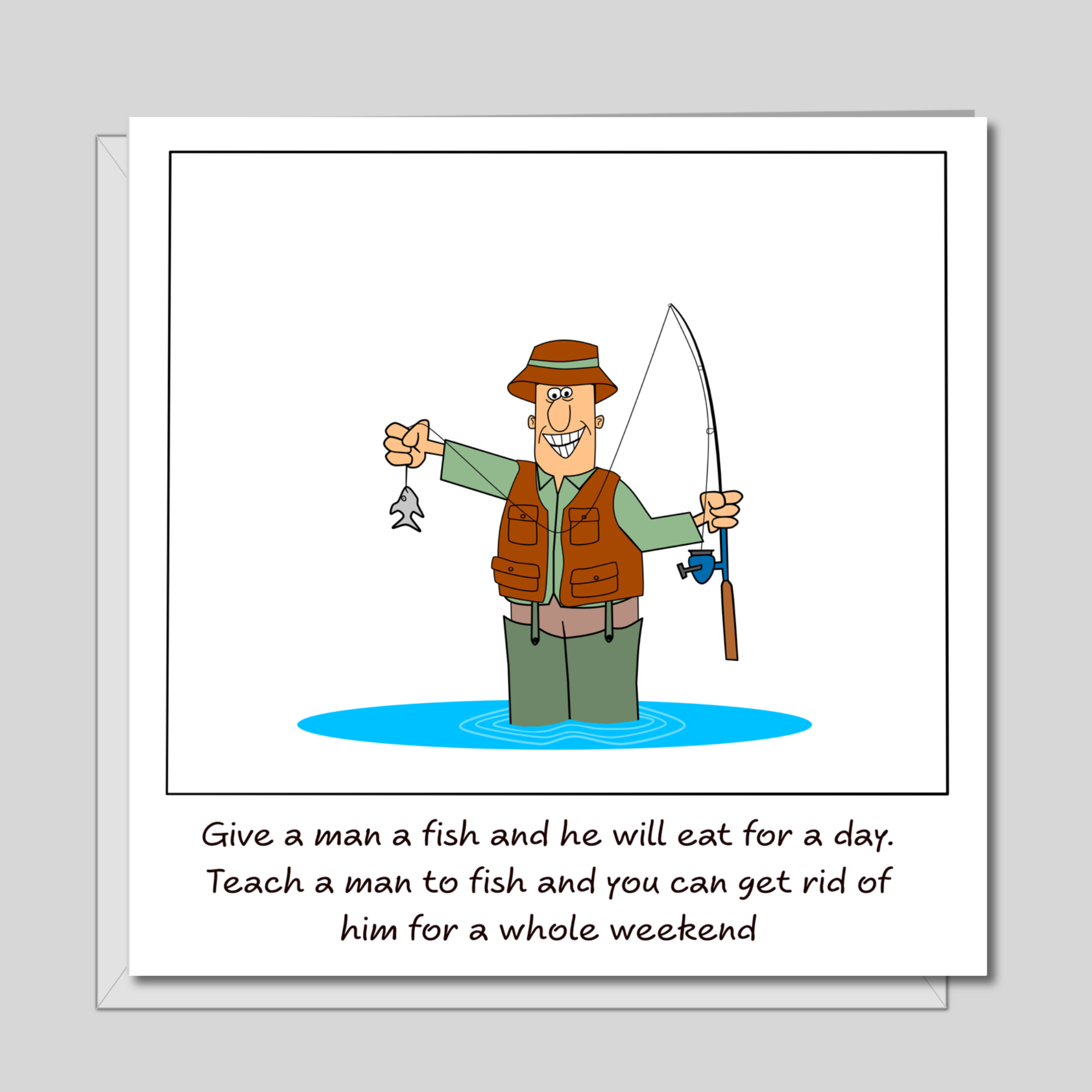 Funny Fishing Father's Day Card - Fisherman Catching Fish - funny humo -  Swizzoo
