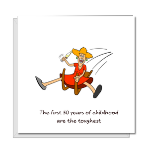 Funny Birthday 50th Card for Wife Mum Female Friend - humorous immature fun - celebrate drink party bestie