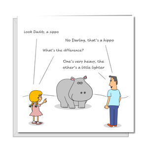 Funny Birthday Card - Hippo Joke - Ideal for Dad/Father, Husband, Friends - Cute Humorous Humour Quote - Any Occasion
