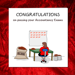 Congratulations on Passing your Accountancy Exams Card - Daughter, Sister, Wife, Work Colleague, Female Friend - humour humorous funny exams accountant