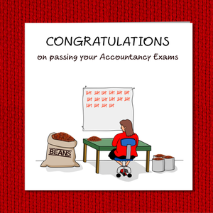 Congratulations on Passing your Accountancy Exams Card - Daughter, Sister, Wife, Work Colleague, Female Friend - humour humorous funny exams accountant