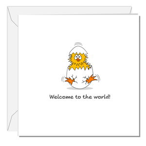 New Baby card -  Cute Chick Design to Celebrate Birth of Son Daughter - Ideal for friend, sister, daughter, son - Funny Humorous