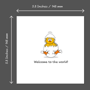 New Baby card -  Cute Chick Design to Celebrate Birth of Son Daughter - Ideal for friend, sister, daughter, son - Funny Humorous