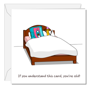 Funny Birthday Card for Wife Husband Friend - Rude Naughty Humour fun - Tape & Pencil in Bed Sex 1960 1970 1980 1990 sixties seventies
