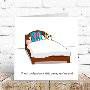 Funny Birthday Card for Wife Husband Friend - Rude Naughty Humour fun - Tape & Pencil in Bed Sex 1960 1970 1980 1990 sixties seventies