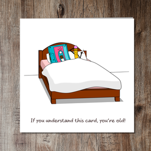 Funny Birthday Card for Wife Husband Friend - Rude Naughty Humour fun - Tape & Pencil in Bed Sex 1960 1970 1980 1990 sixties seventies