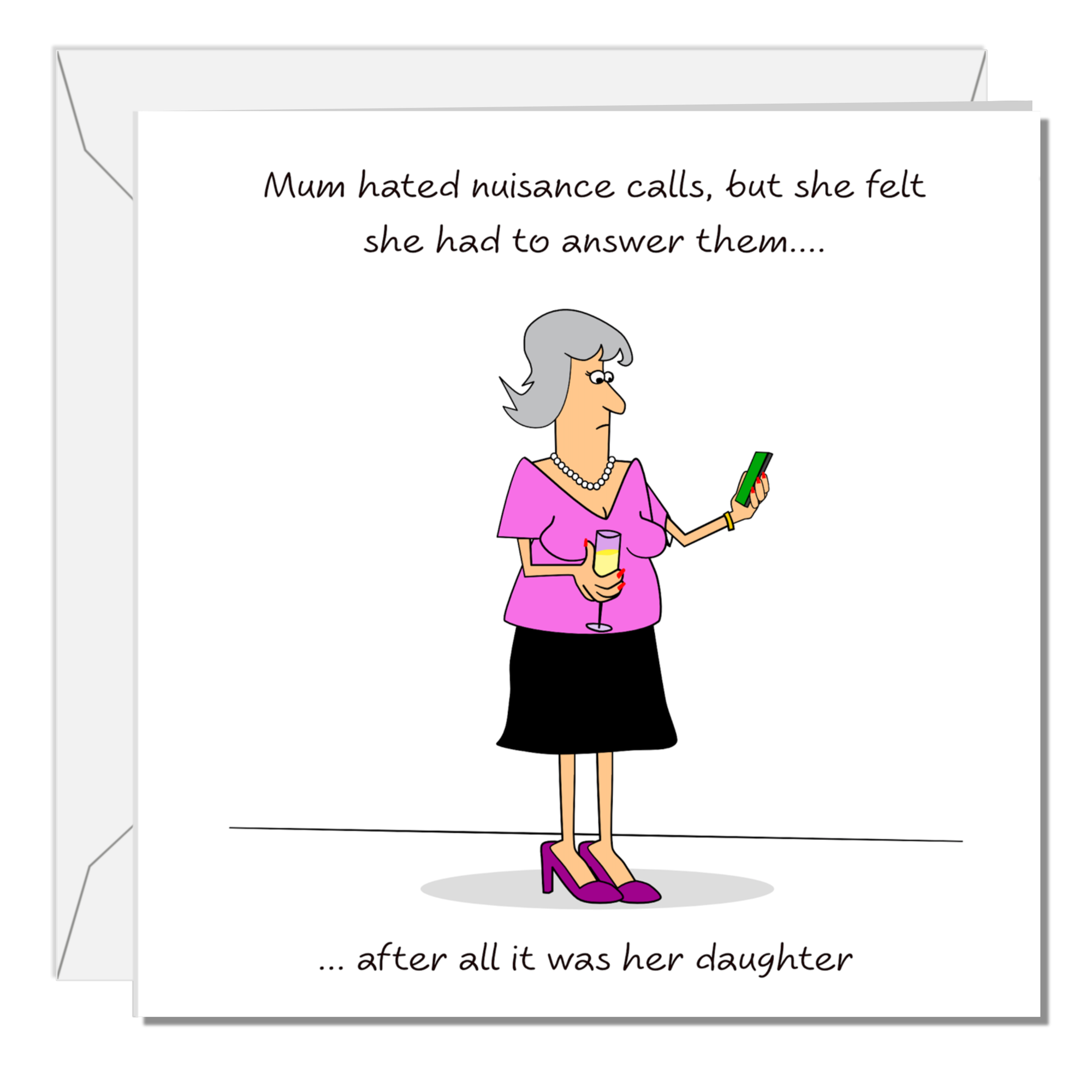Funny Mother's Day Card Mum's Birthday Best Mum from Daughter Nuisance Calls Phone Humorous Humour amusing
