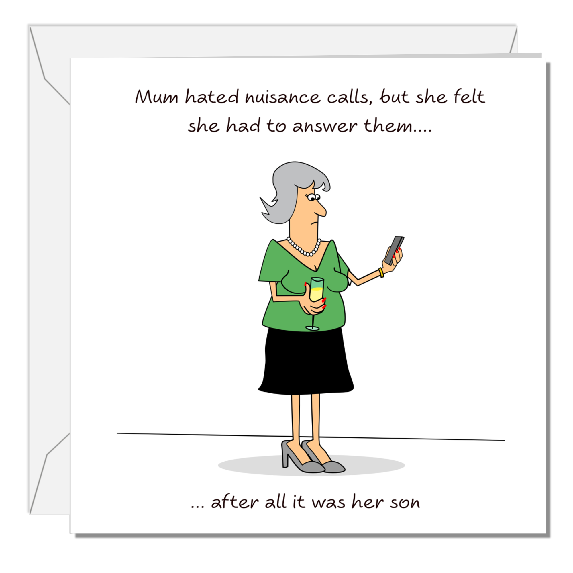 Funny Mother's Day Card Mum's Birthday Best Mum from Son Nuisance Calls Phone Humorous Humour amusing