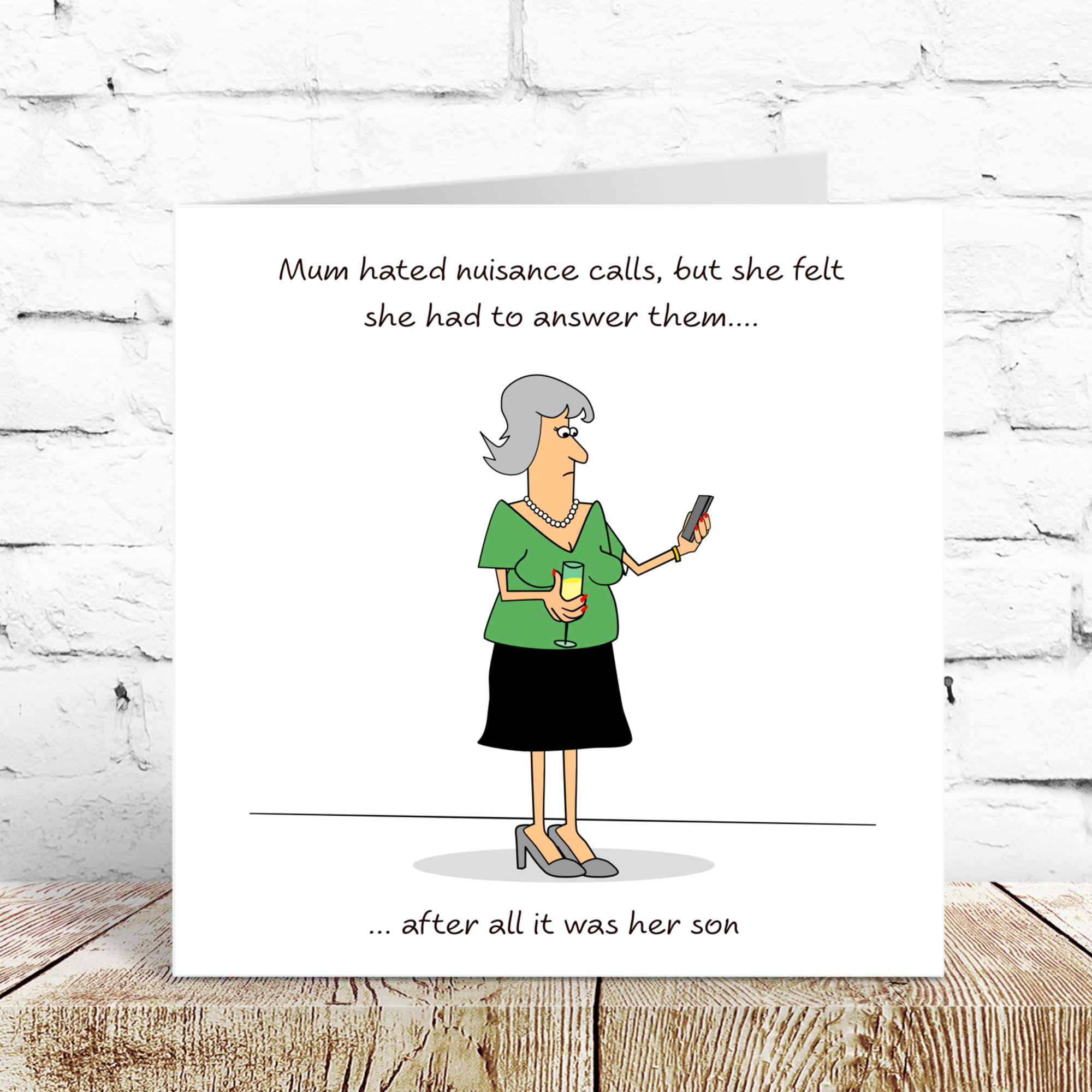 Funny Mother's Day Card Mum's Birthday Best Mum from Son Nuisance Calls Phone Humorous Humour amusing