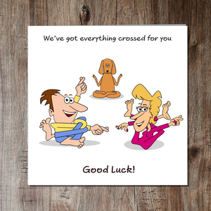 Funny Good Luck Card for Exams Driving Test New Job Challenge University GCSE O Levels Accountancy Bar Law Graduation Swizzoo