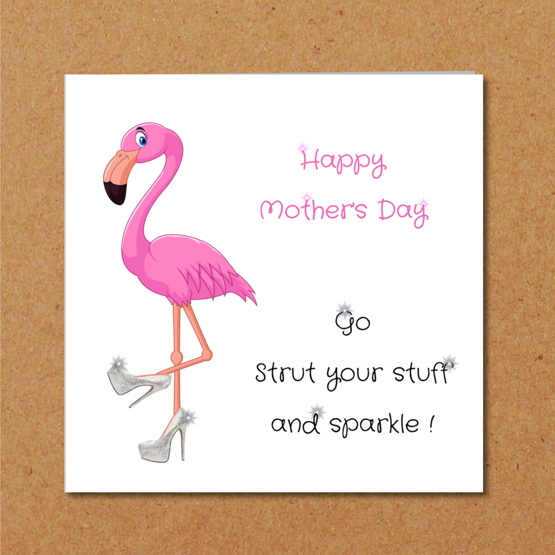 pink flamingo mothers day card
