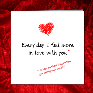 Funny Valentines Day Card for boyfriend girlfriend husband wife Anniversary Birthday Card Fall in Love You Amusing Humorous Heart Lover