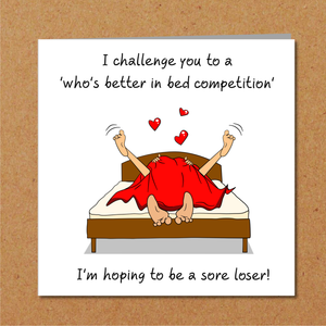 Sexy Rude Card for boyfriend, girlfriend, husband or wife - Birthday, Anniversary, Valentines Day - Funny naughty cheeky card. Humorous adult sex risque