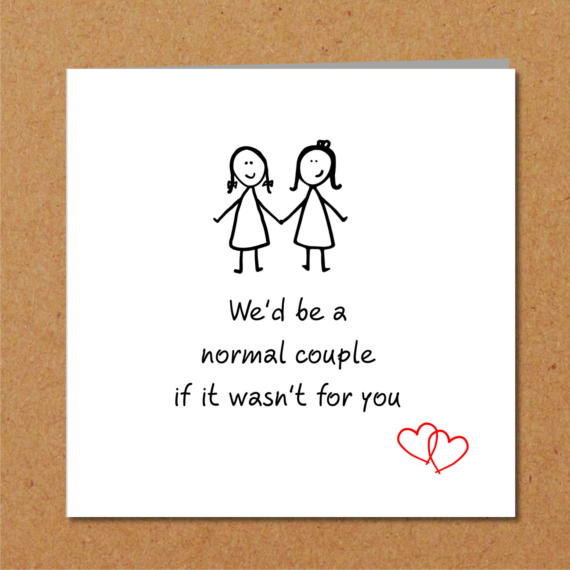 Funny LGBT Lesbian Gay Valentines Day / Birthday Card for girl friend - same sex partner -  love friendship red heart