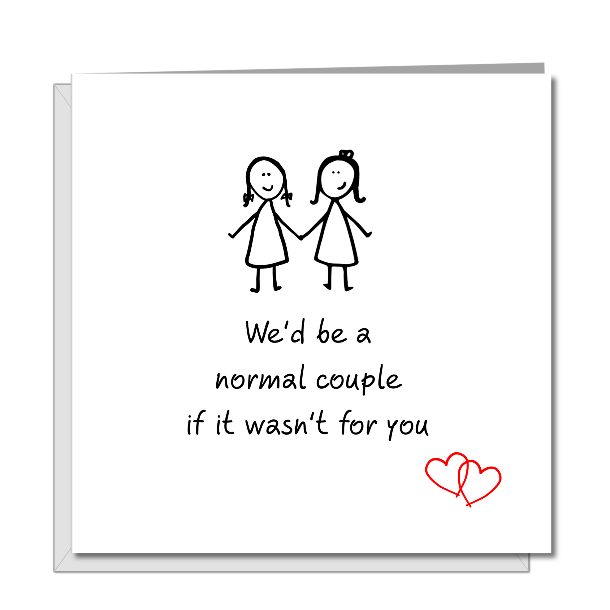 Funny LGBT Lesbian Gay Valentines Day / Birthday Card for girl friend - same sex partner -  love friendship red heart