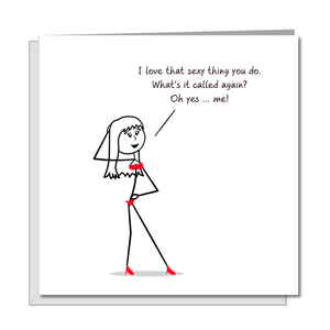 Funny Valentines or Birthday Day Card for husband or boyfriend. Rude naughty humour - humorous sexy love card