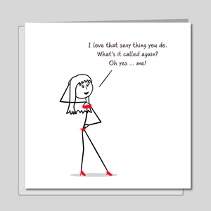 Funny Valentines or Birthday Day Card for husband or boyfriend. Rude naughty humour - humorous sexy love card