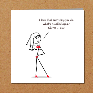 Funny Valentines or Birthday Day Card for husband or boyfriend. Rude naughty humour - humorous sexy love card