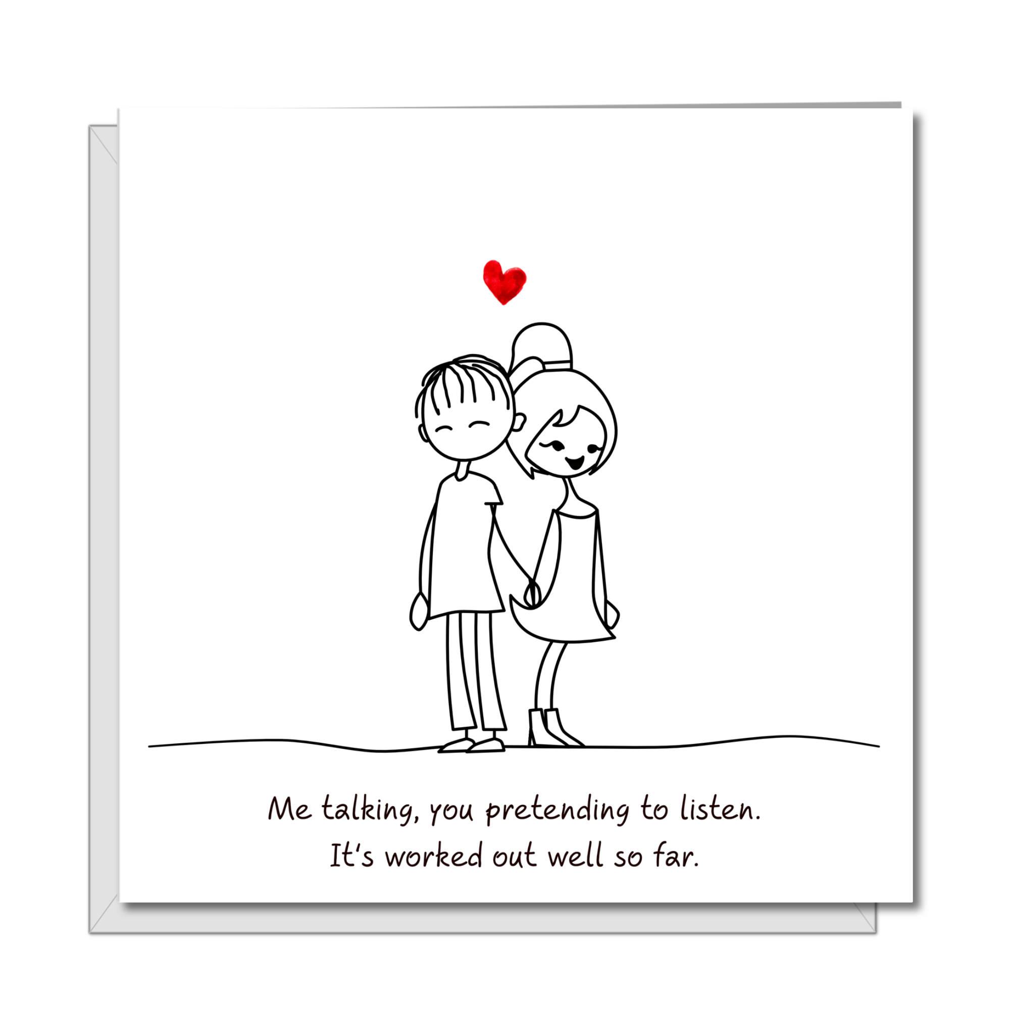 Funny Card for Boyfriend, Husband - Anniversary, Birthday or Valentines Day - Talk Listen - I Love You - Heart Humorous Humour
