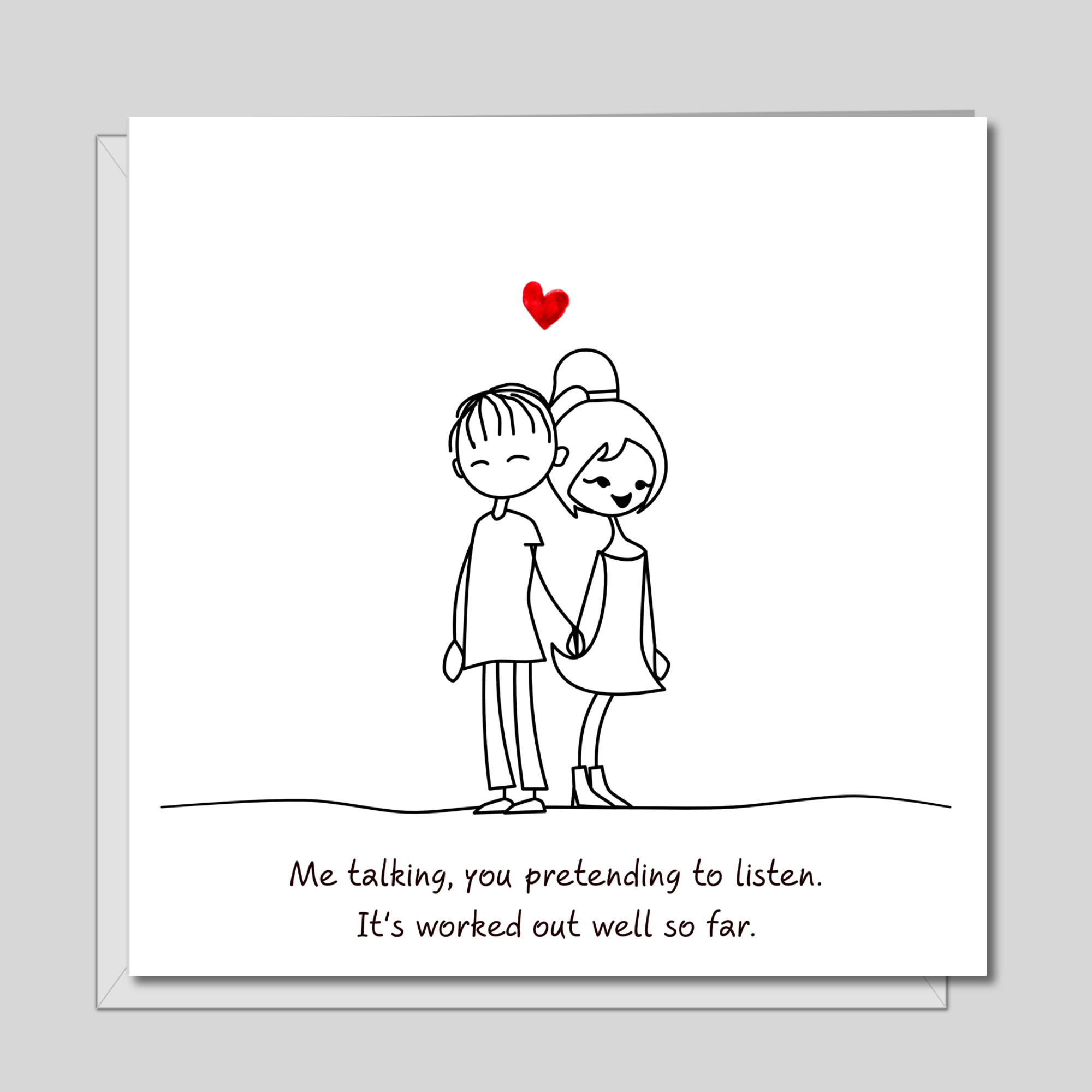 Funny Card for Boyfriend, Husband - Anniversary, Birthday or Valentines Day - Talk Listen - I Love You - Heart Humorous Humour