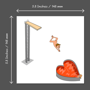 Fun Valentine's Card for Girlfriend, Fiance or Wife - Not Falling, but Diving in Love! - Sexy Love Naughty Naked Red Heart