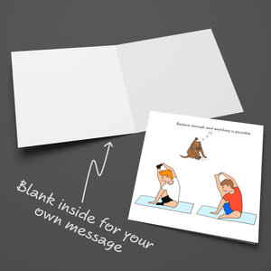 Funny Birthday Card Yoga Dog Pilates Cat Exercise Pet Gym for Male Him Husband Boyfriend Brother Dad Son