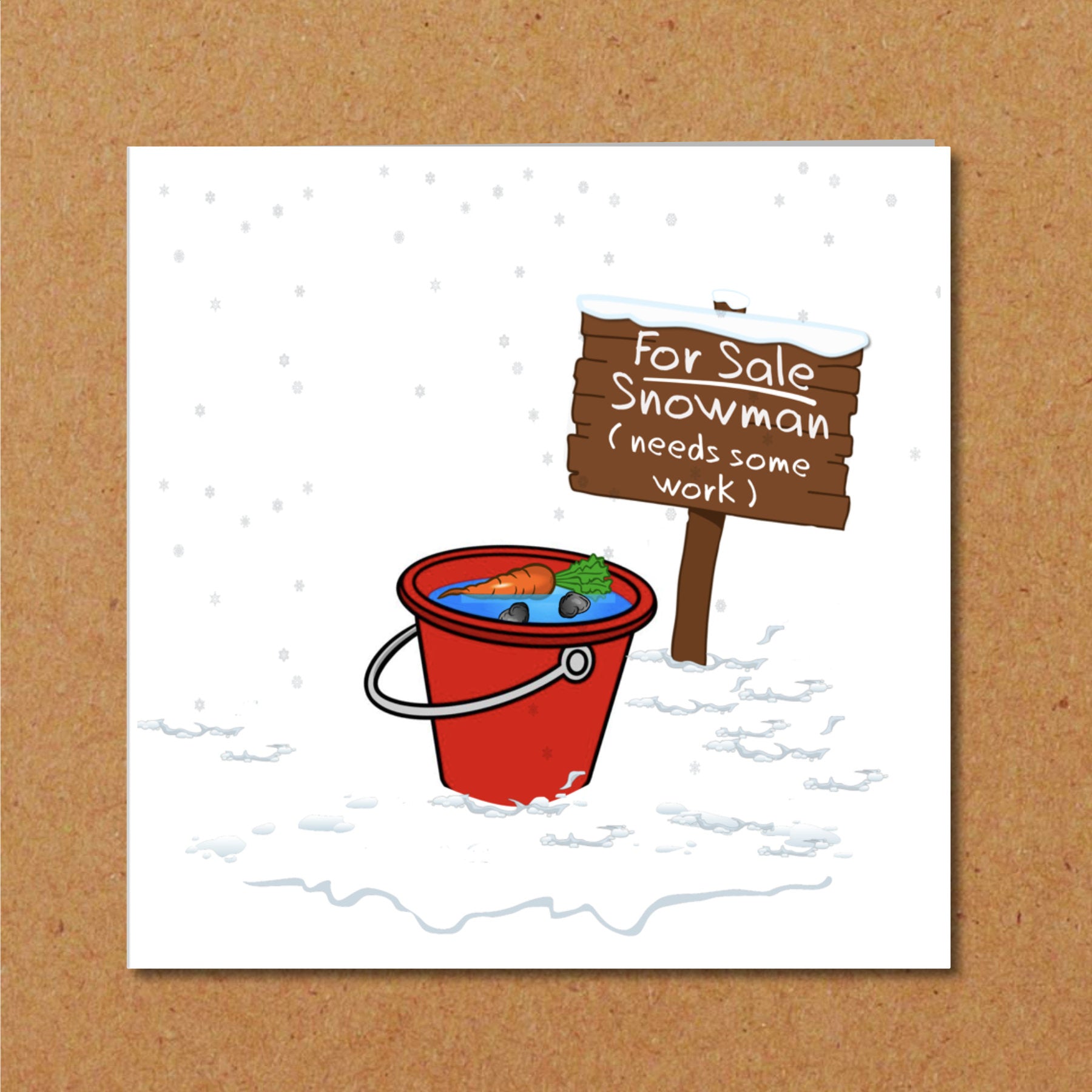 Funny Christmas Card - snowman card -  for family, kids, children, teacher, family -  amusing cartoon humorous snow