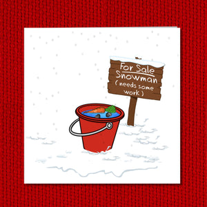 Funny Christmas Card - snowman card -  for family, kids, children, teacher, family -  amusing cartoon humorous snow
