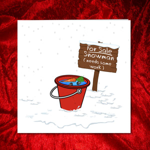 Funny Christmas Card - snowman card -  for family, kids, children, teacher, family -  amusing cartoon humorous snow